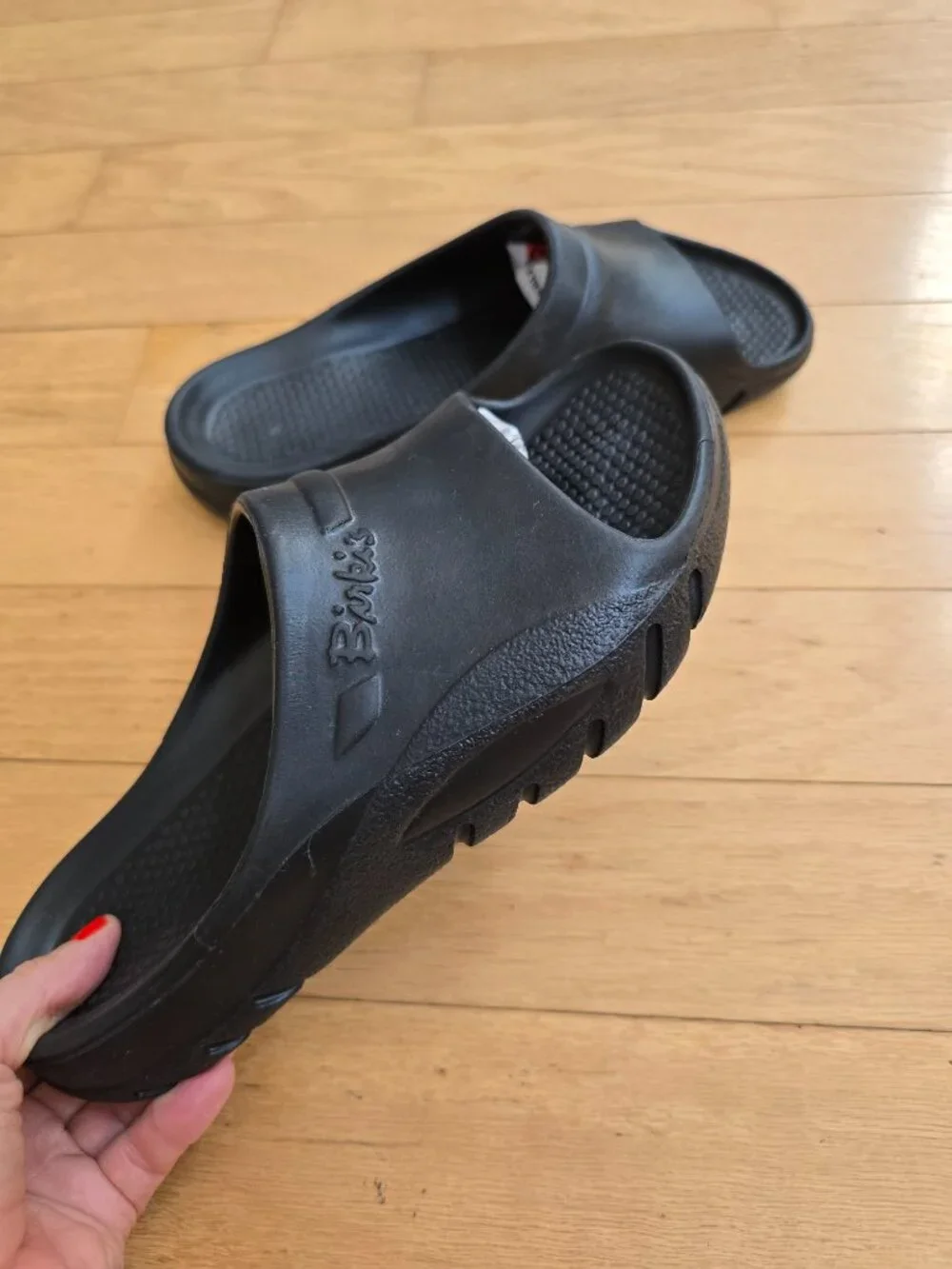 Birks by Birkenstock | Molded B black monochrome waterproof sandal slides MENS 8